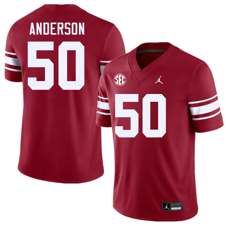 #50 Ben Anderson Oklahoma Sooners 2024 SEC Conference College Football Jerseys-Throwback